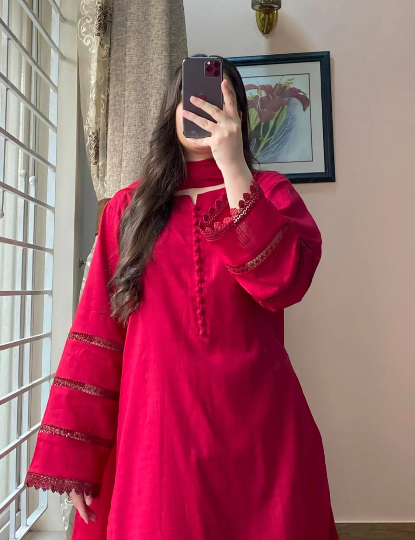 Lawn Dobby Dress with Farshi Shalwar