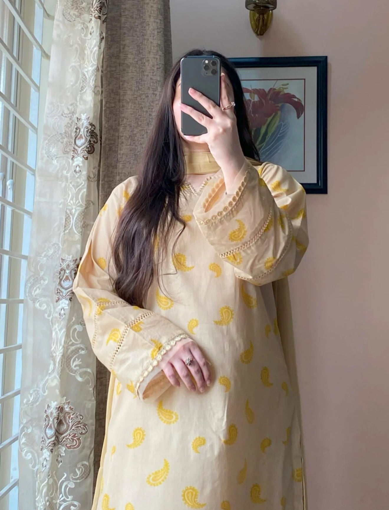 3 Piece - Lawn Printed Dress With Plazo