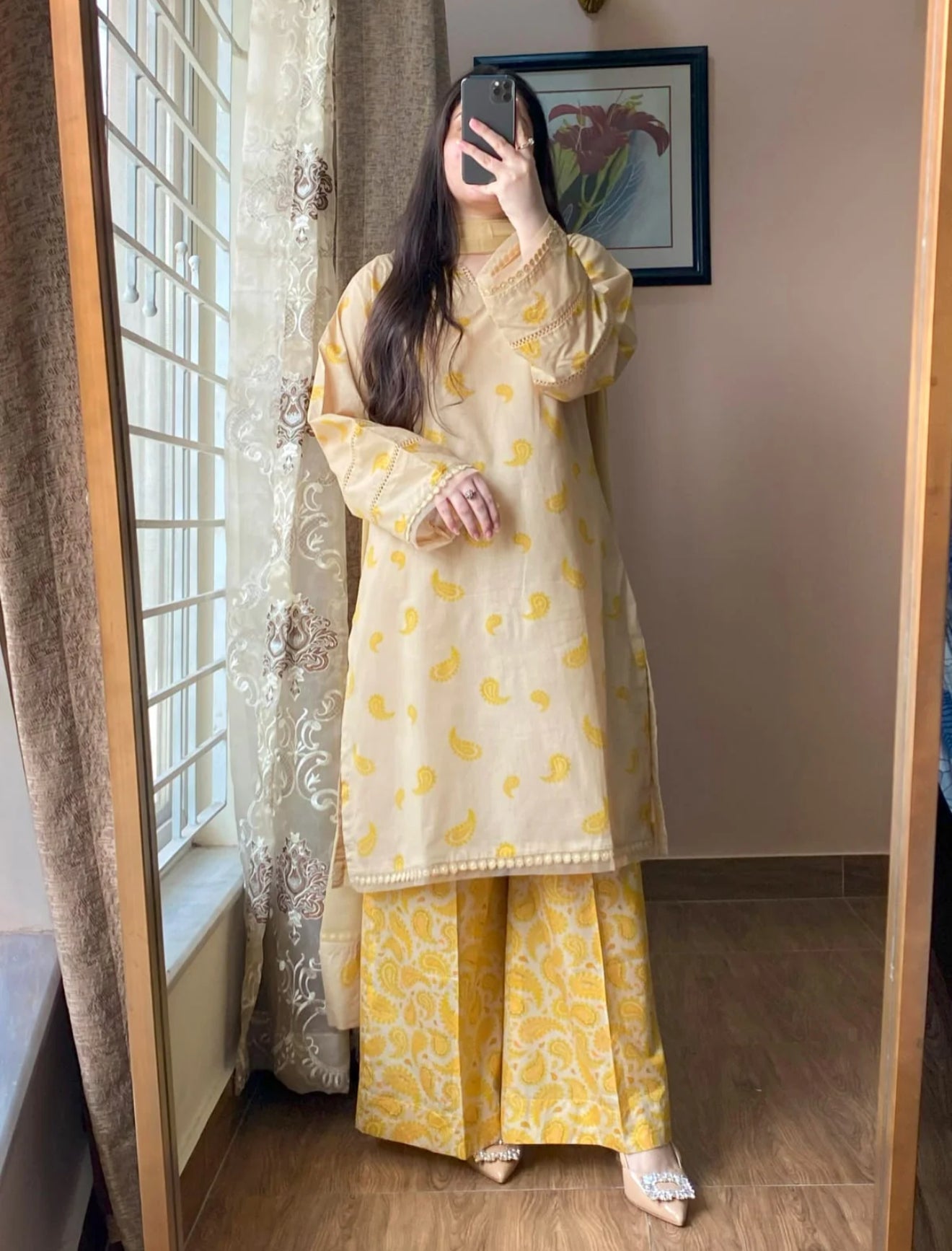 3 Piece - Lawn Printed Dress With Plazo