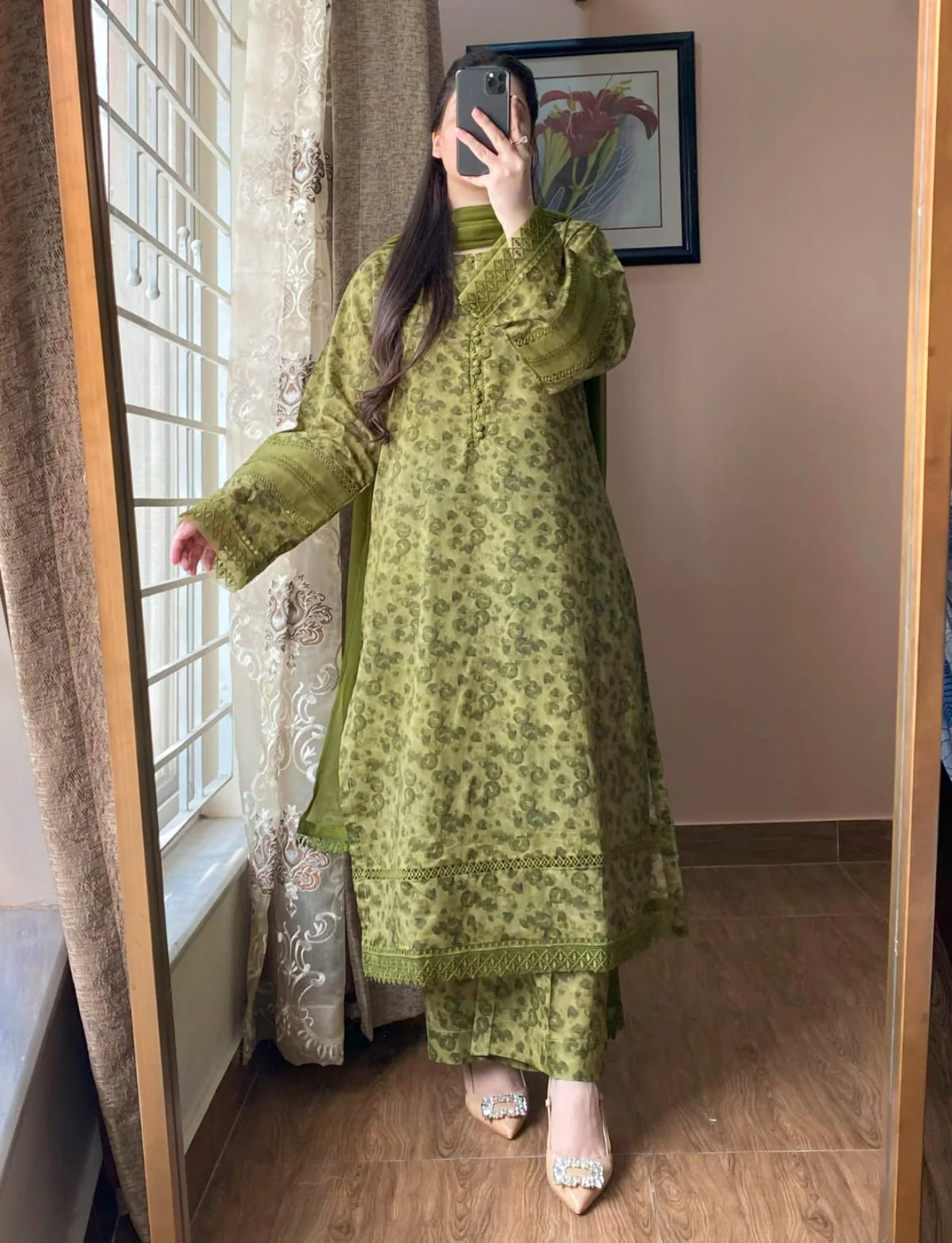 3 Piece - Lawn Printed Dress With Shalwar