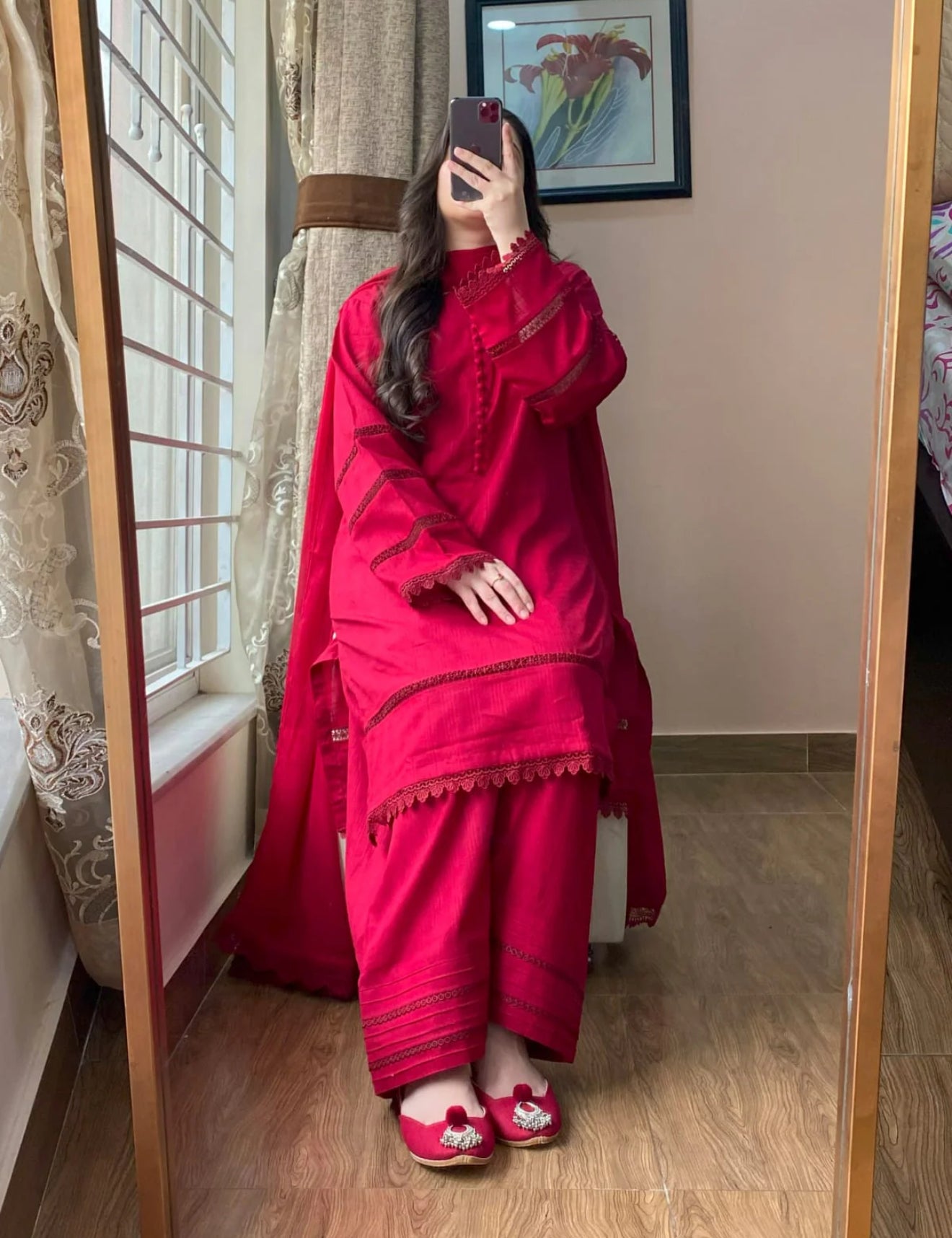 Lawn Dobby Dress with Farshi Shalwar