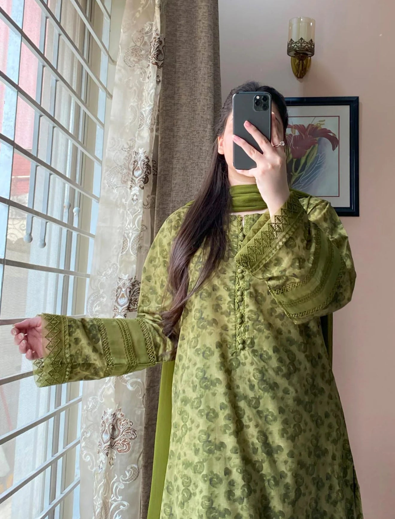 3 Piece - Lawn Printed Dress With Shalwar