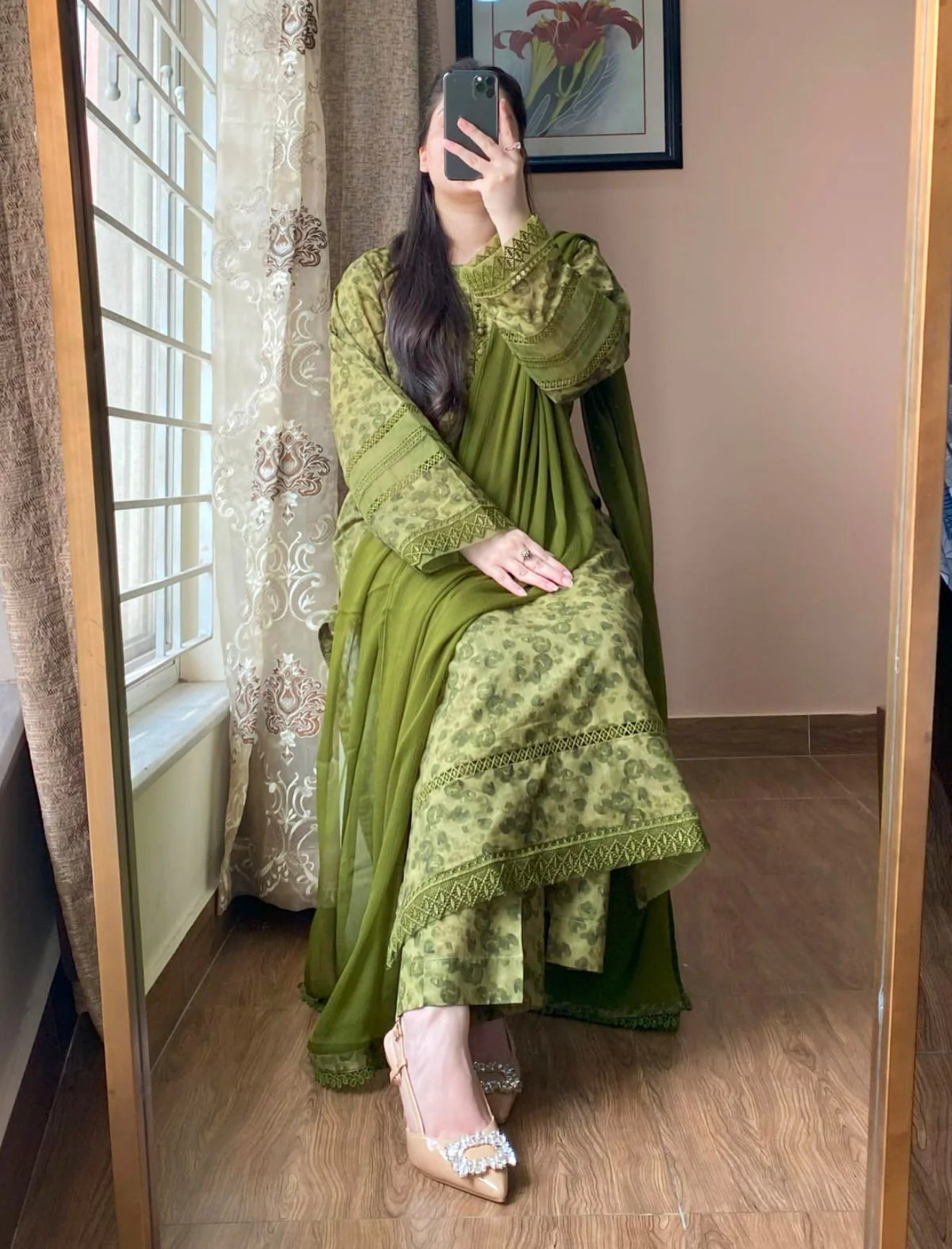 3 Piece - Lawn Printed Dress With Shalwar