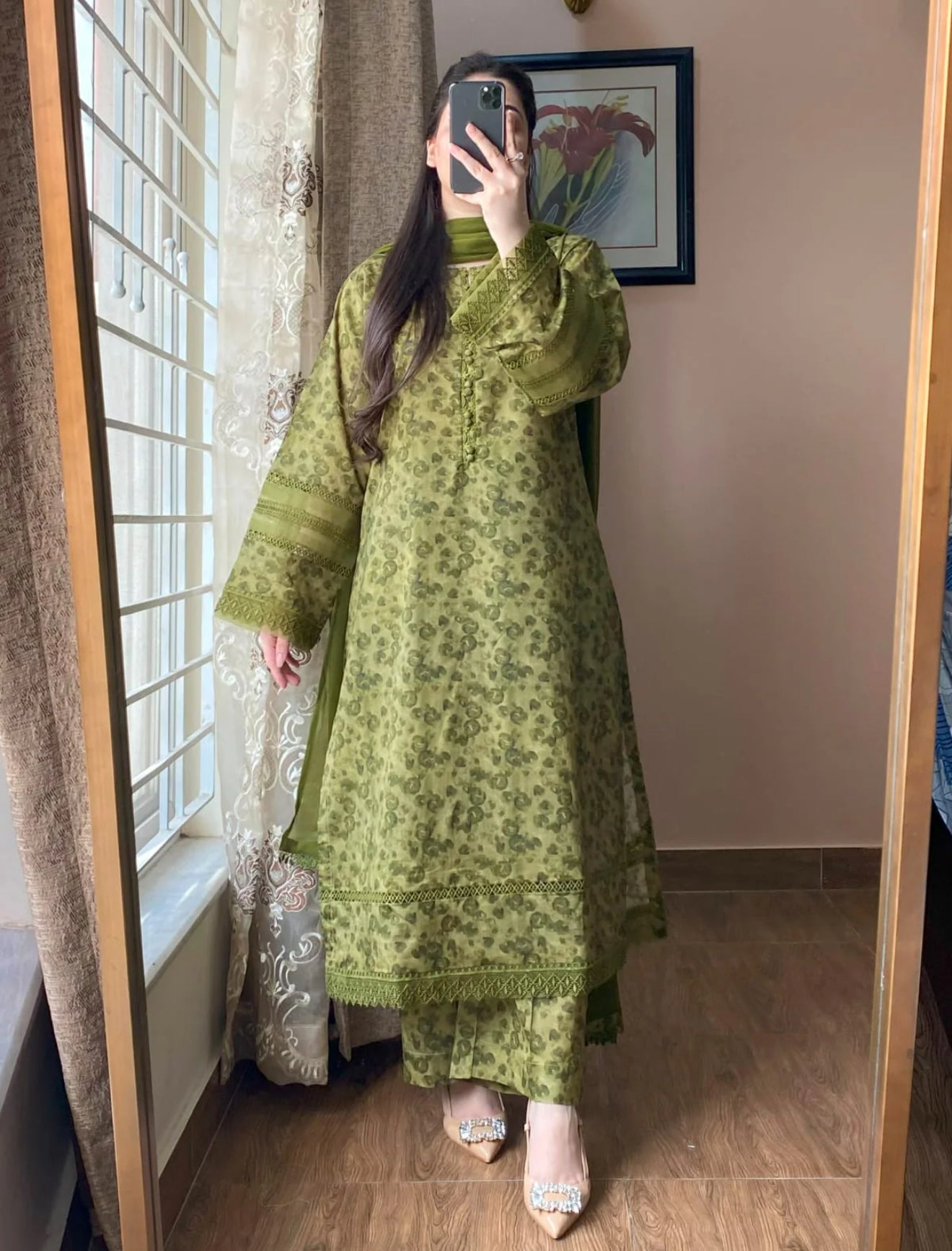 3 Piece - Lawn Printed Dress With Shalwar