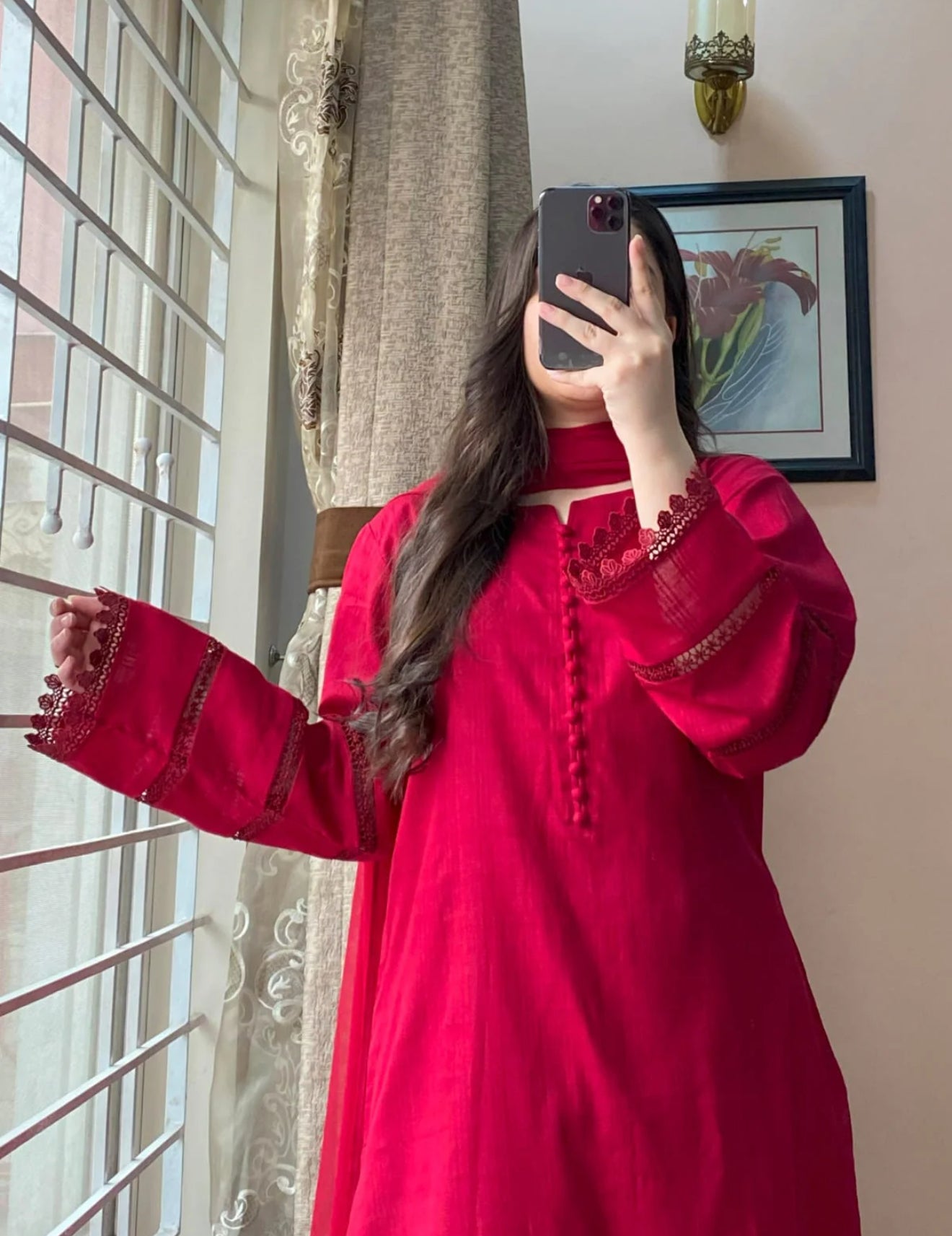 Lawn Dobby Dress with Farshi Shalwar