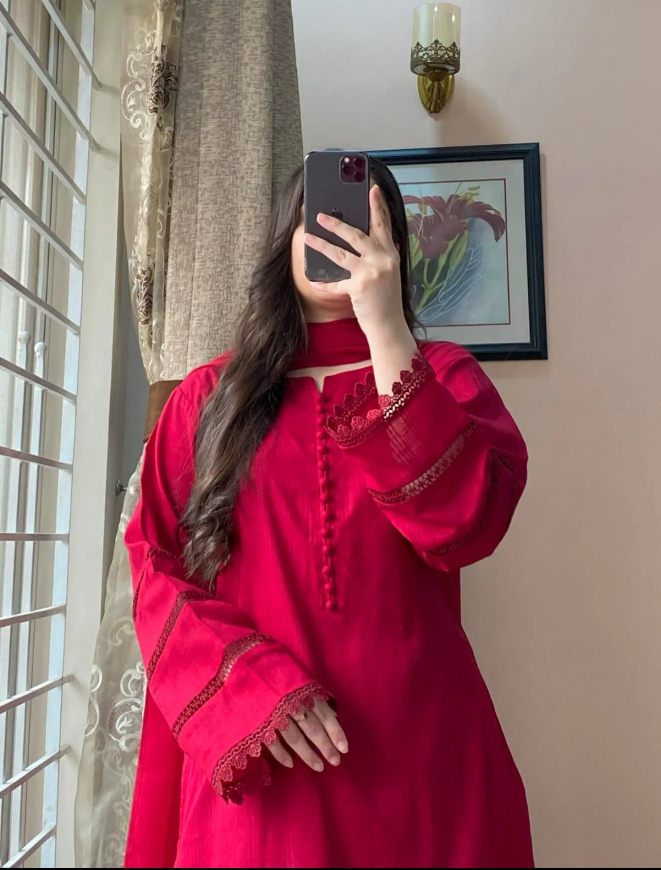 Lawn Dobby Dress with Farshi Shalwar