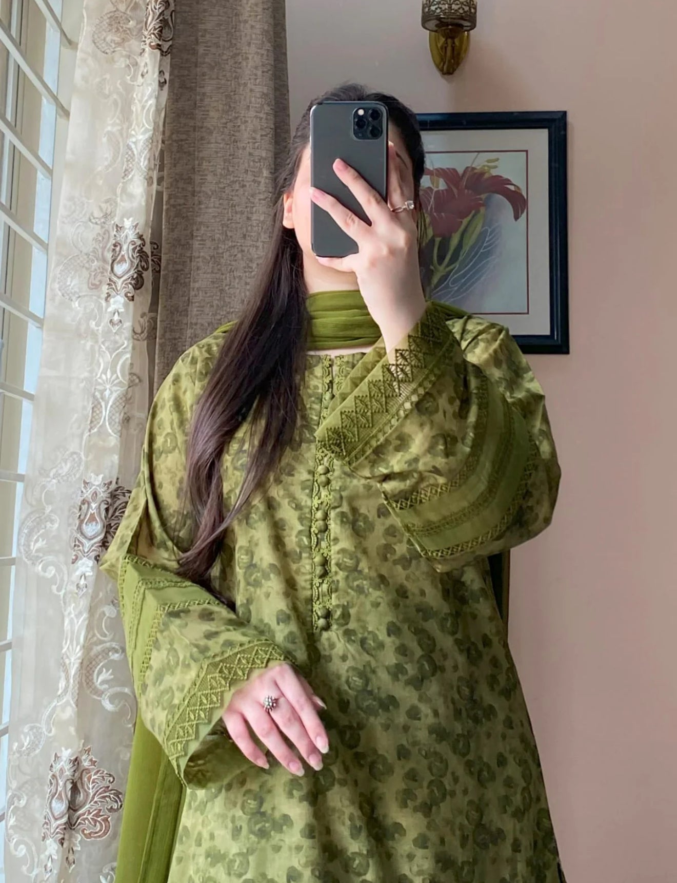 3 Piece - Lawn Printed Dress With Shalwar