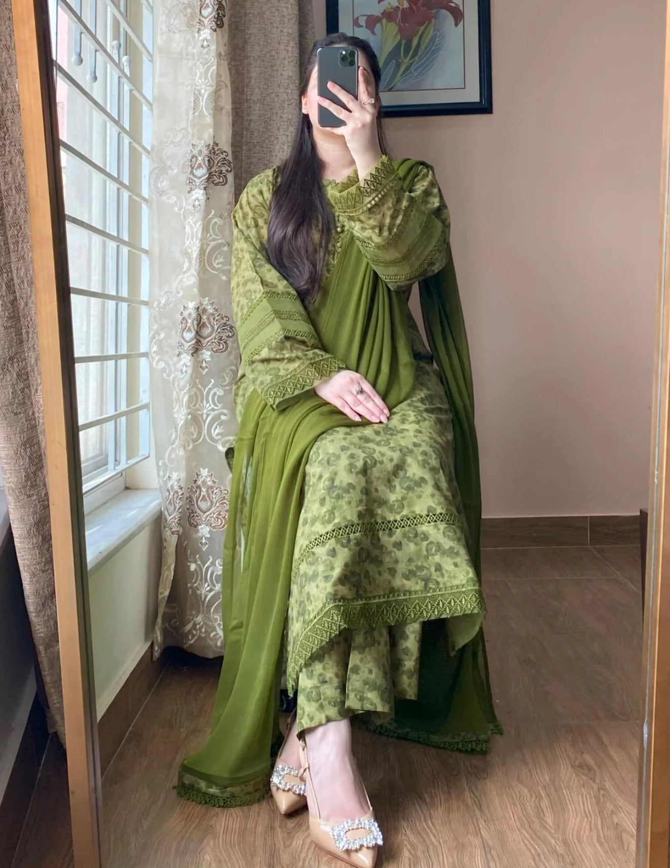 3 Piece - Lawn Printed Dress With Shalwar