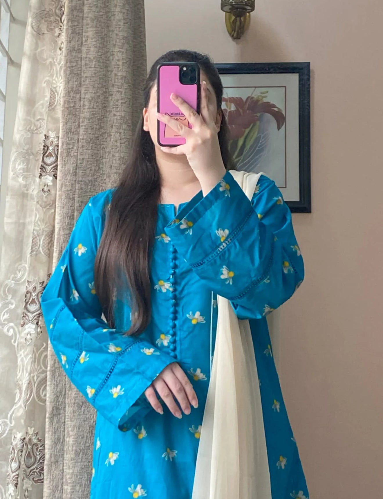 3 Piece - Lawn Printed Dress With Shalwar