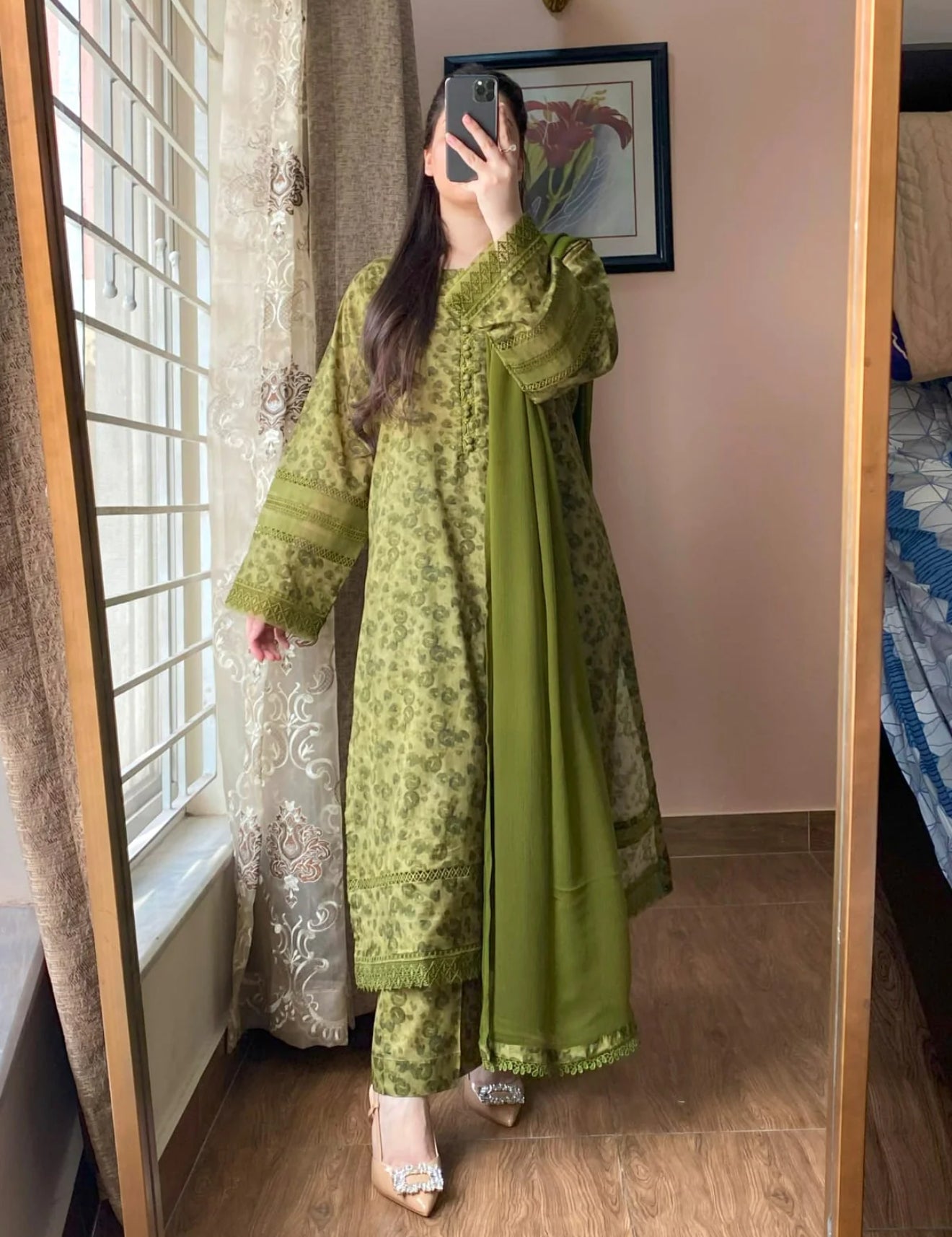 3 Piece - Lawn Printed Dress With Shalwar