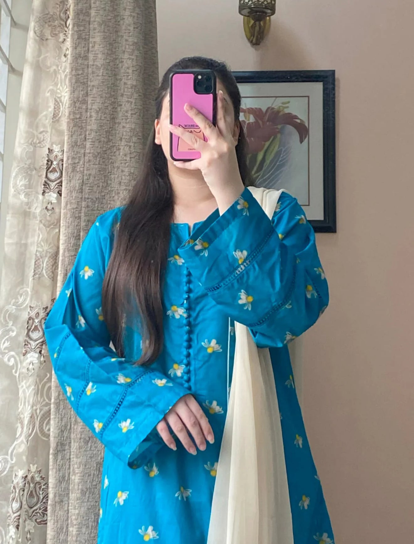 3 Piece - Lawn Printed Dress With Shalwar
