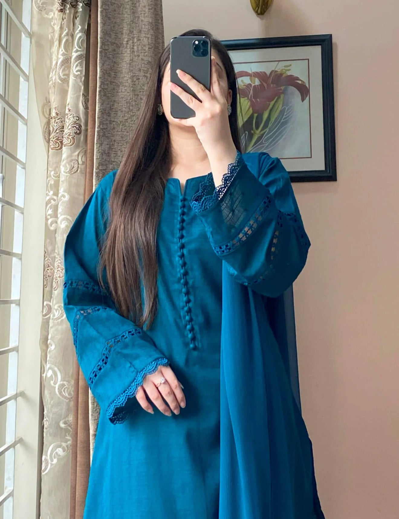 3 Piece - Lawn Dobby Dress with Farshi Shalwar