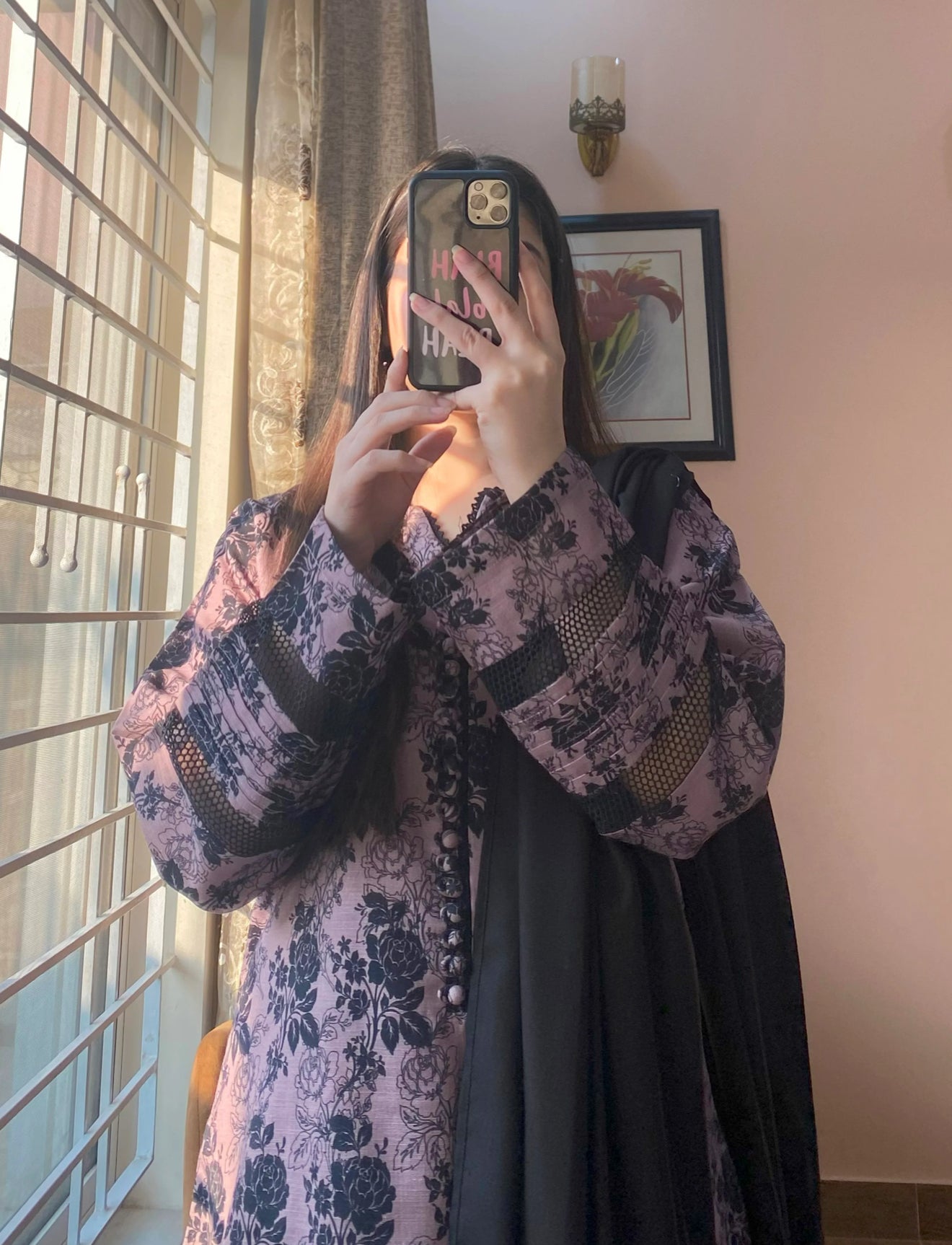 3 Piece - Khaddar Printed Black Dress