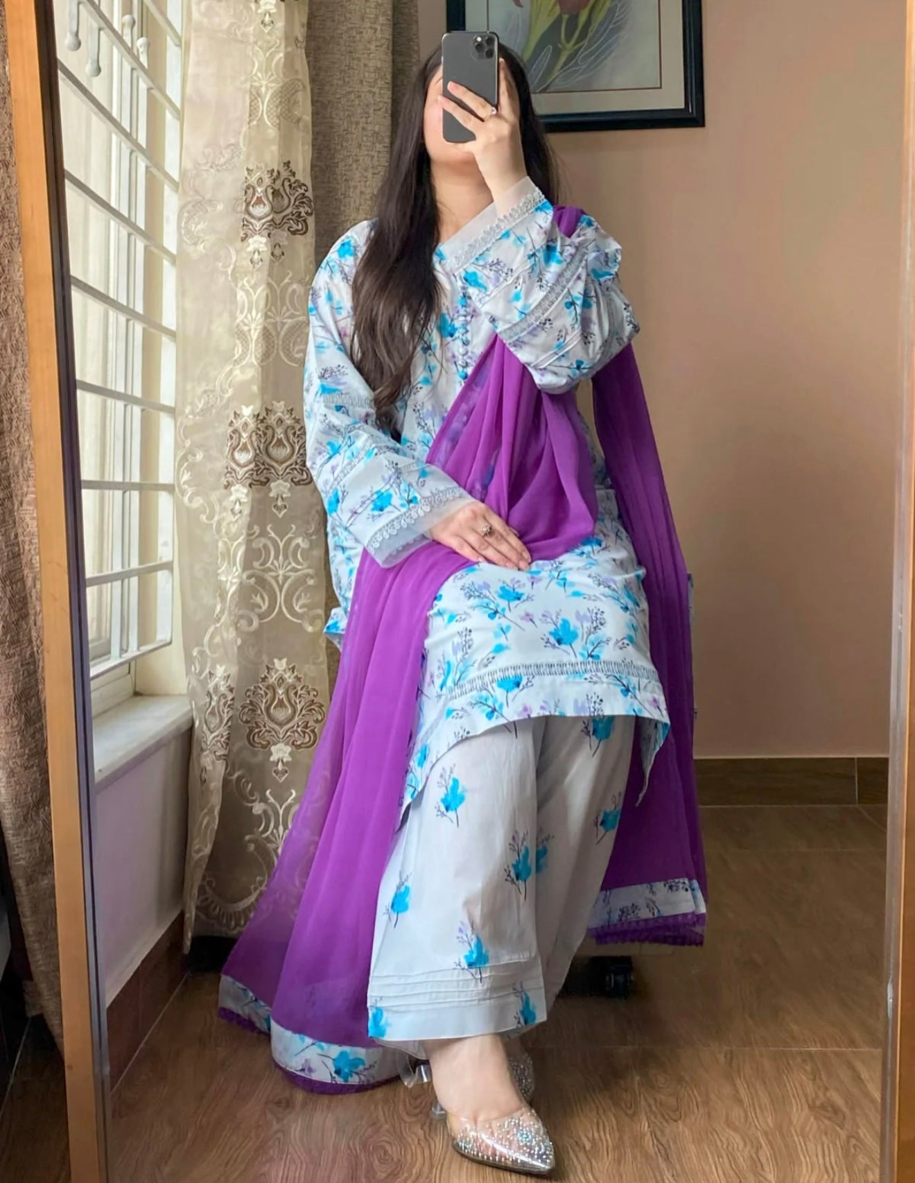 3 Piece - Lawn Printed Dress With Shalwar
