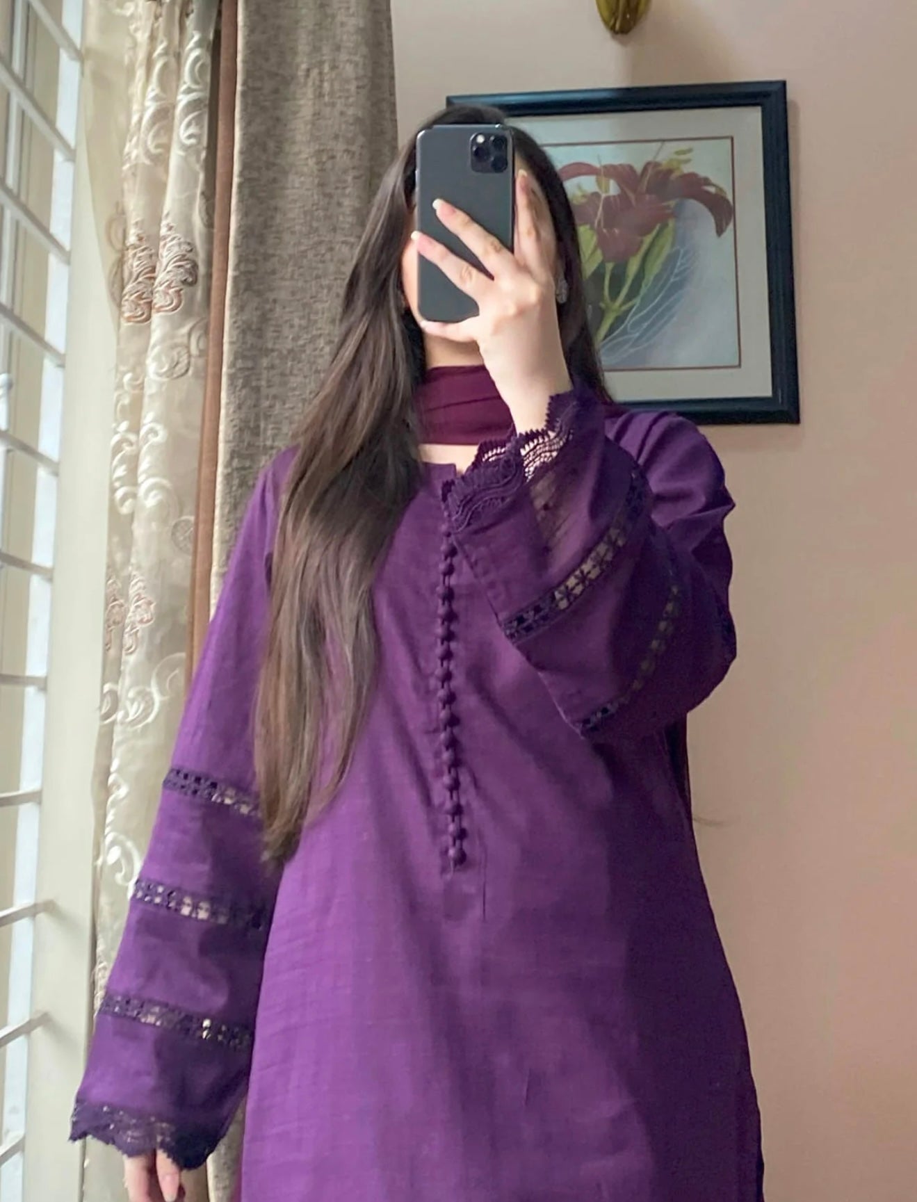 3 Piece - Lawn Dobby Dress with Farshi Shalwar
