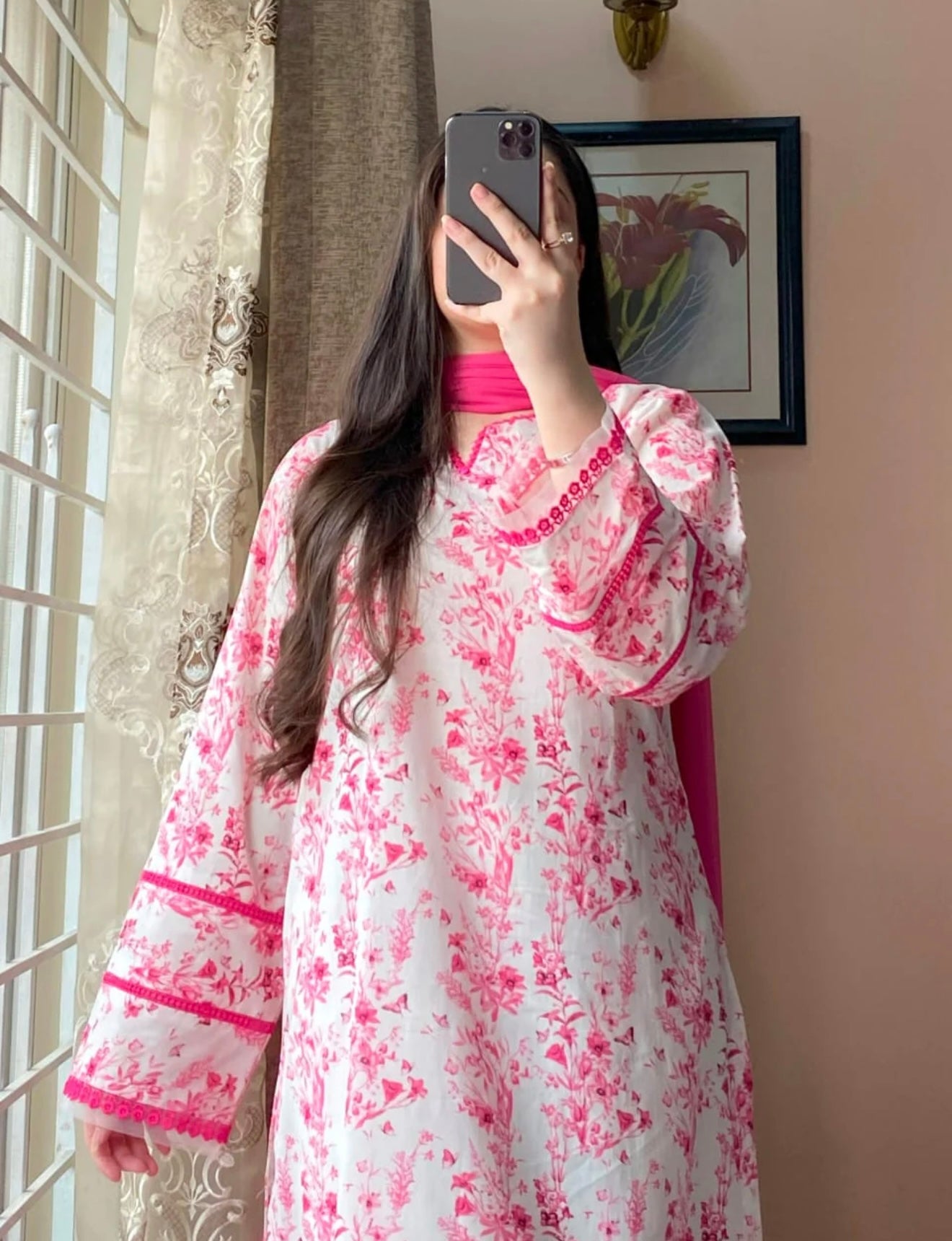 3 Piece - Lawn Printed Dress With Shalwar