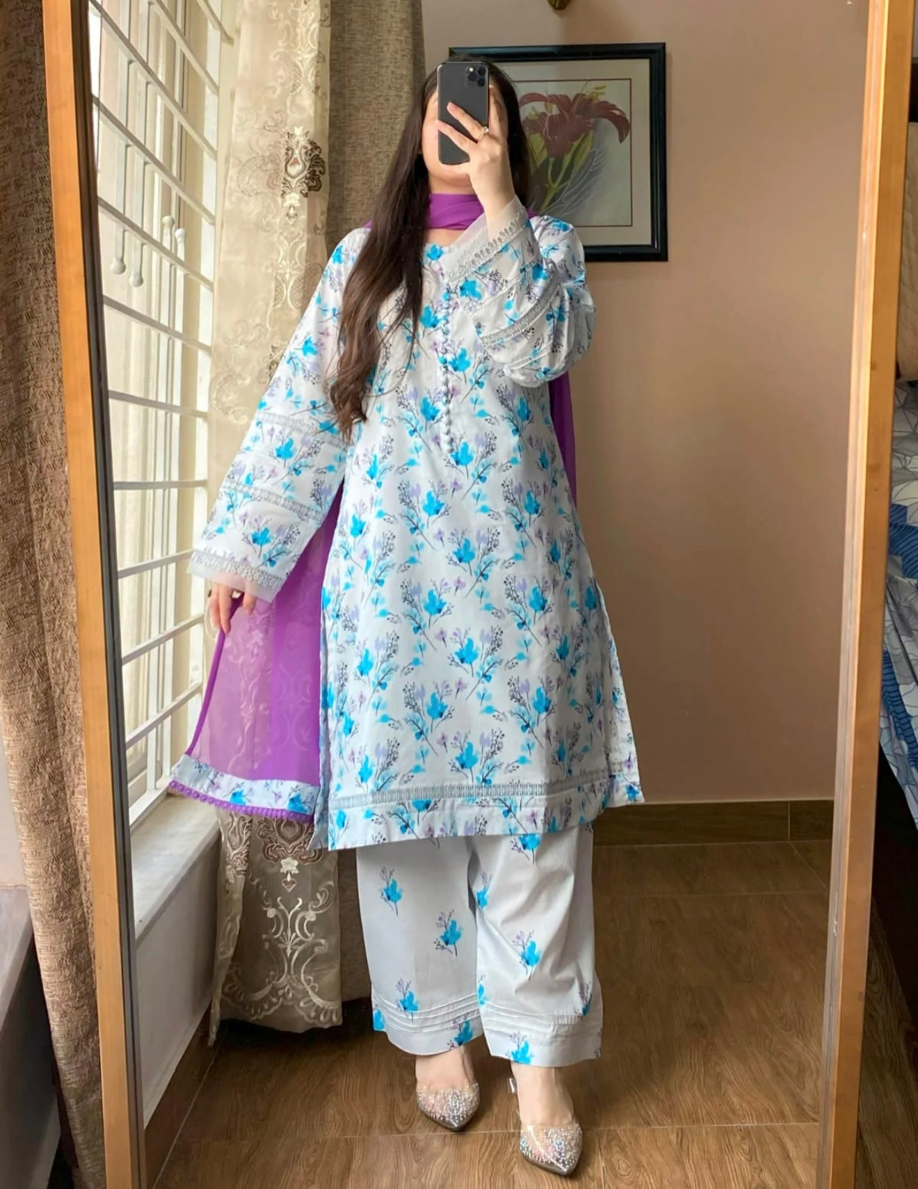 3 Piece - Lawn Printed Dress With Shalwar