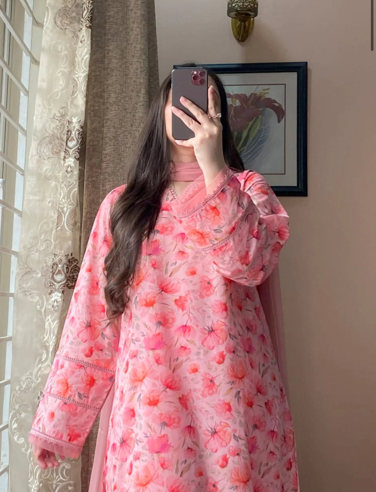 3 Piece - Lawn Printed Dress With Plazo