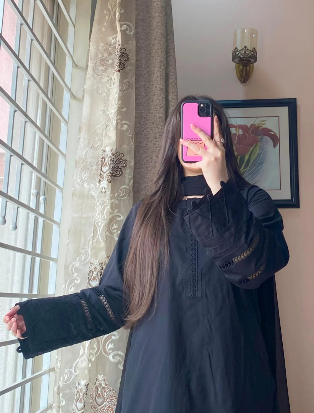 3 Piece - Black Cotton Dress with Shalwar