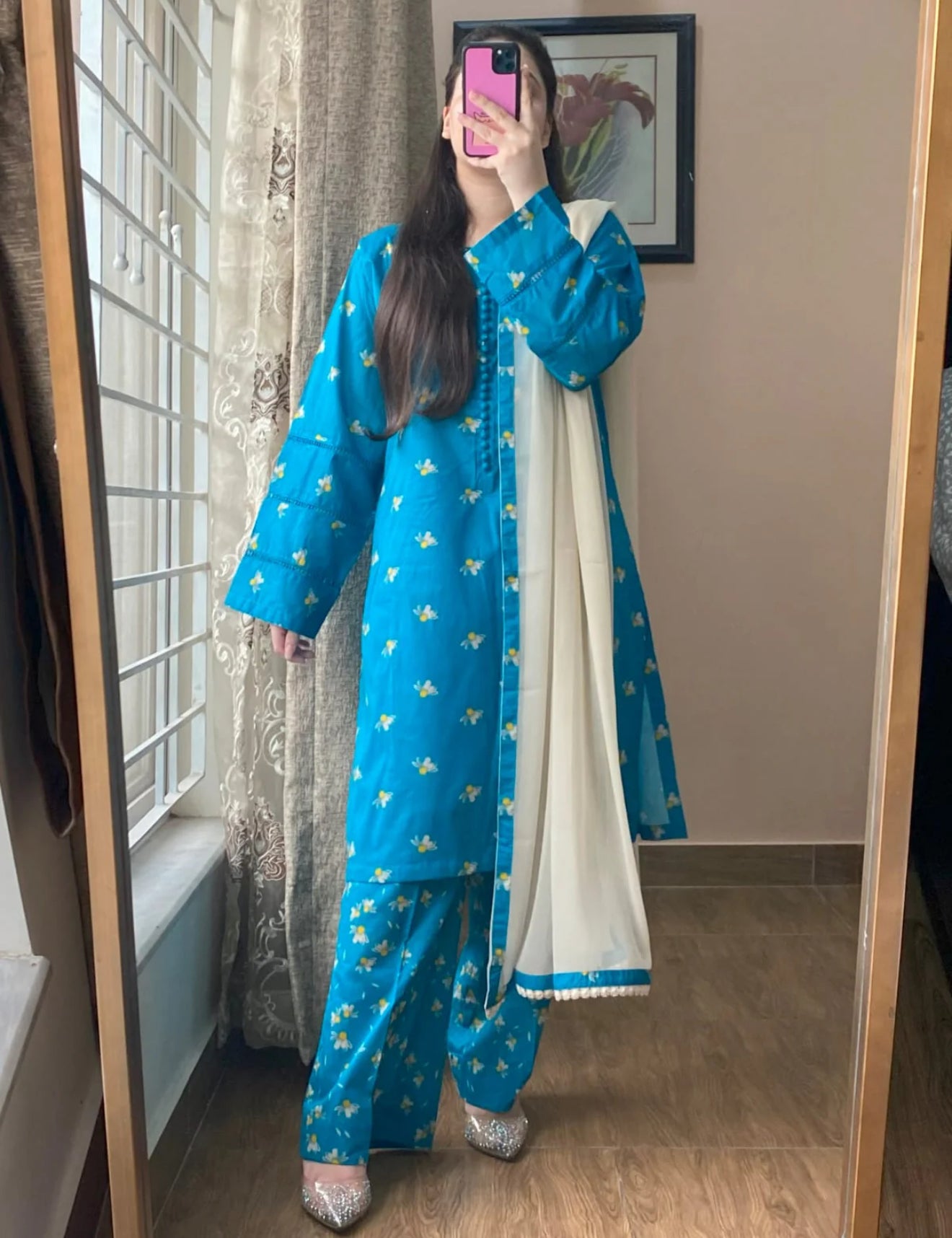 3 Piece - Lawn Printed Dress With Shalwar