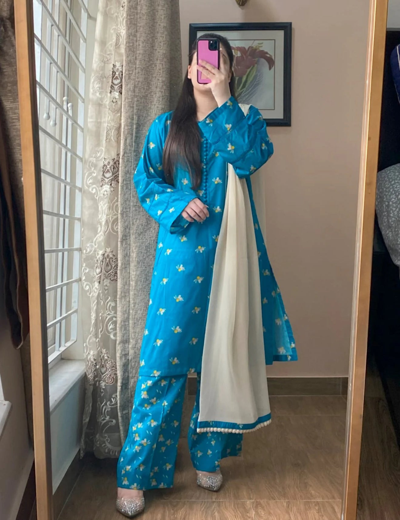 3 Piece - Lawn Printed Dress With Shalwar