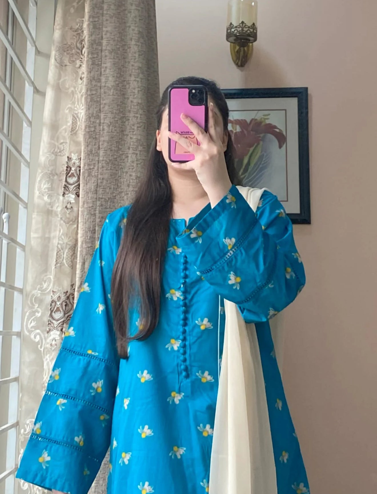 3 Piece - Lawn Printed Dress With Shalwar