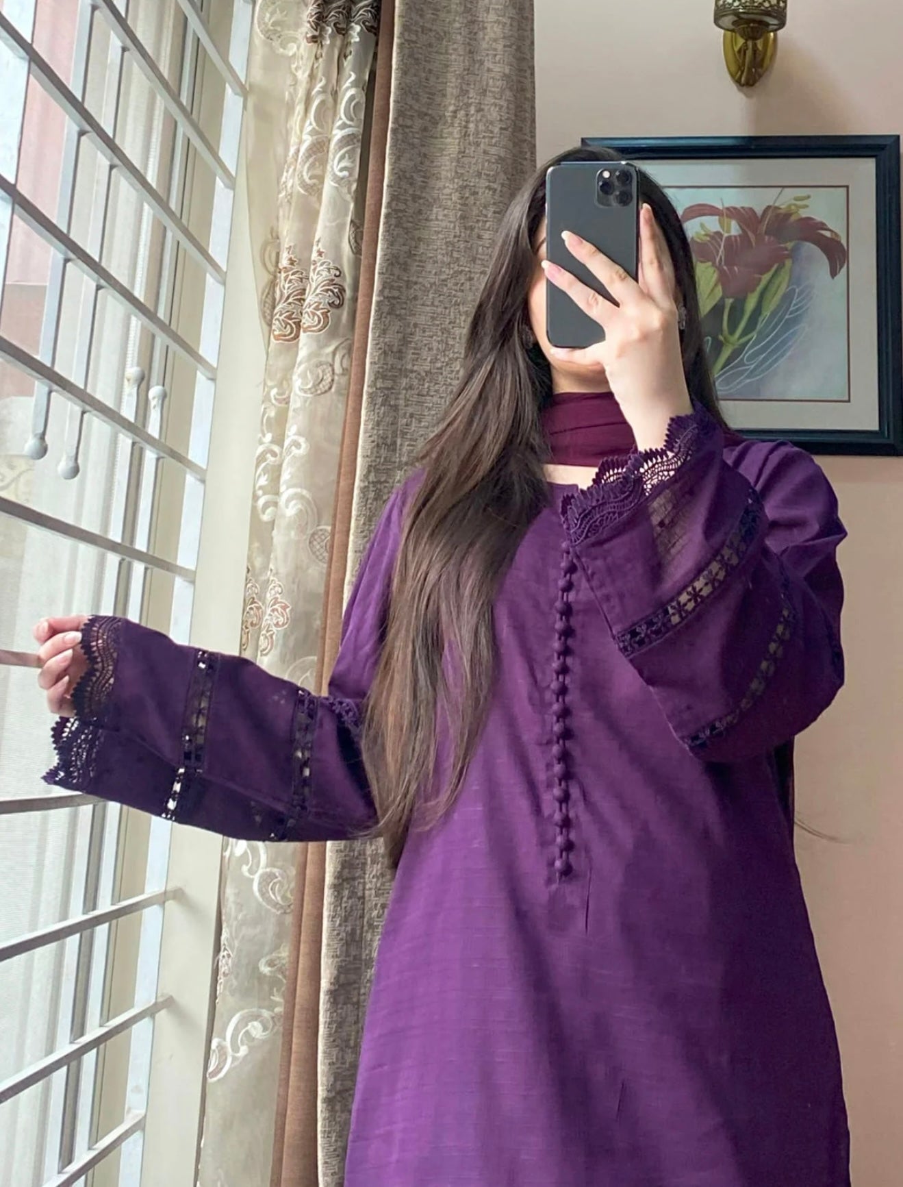 3 Piece - Lawn Dobby Dress with Farshi Shalwar
