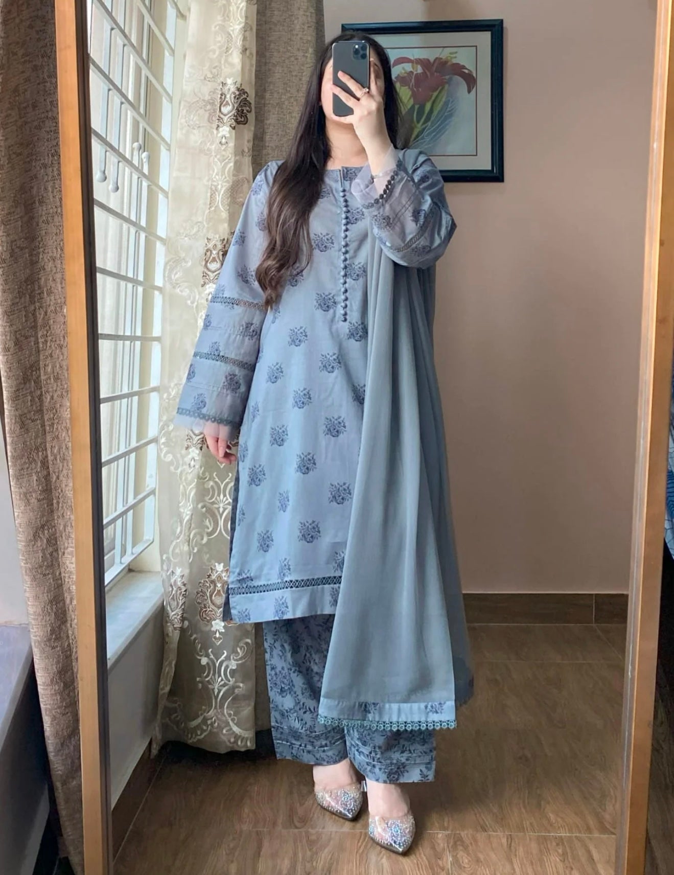 3 Piece - Lawn Printed Dress With Shalwar