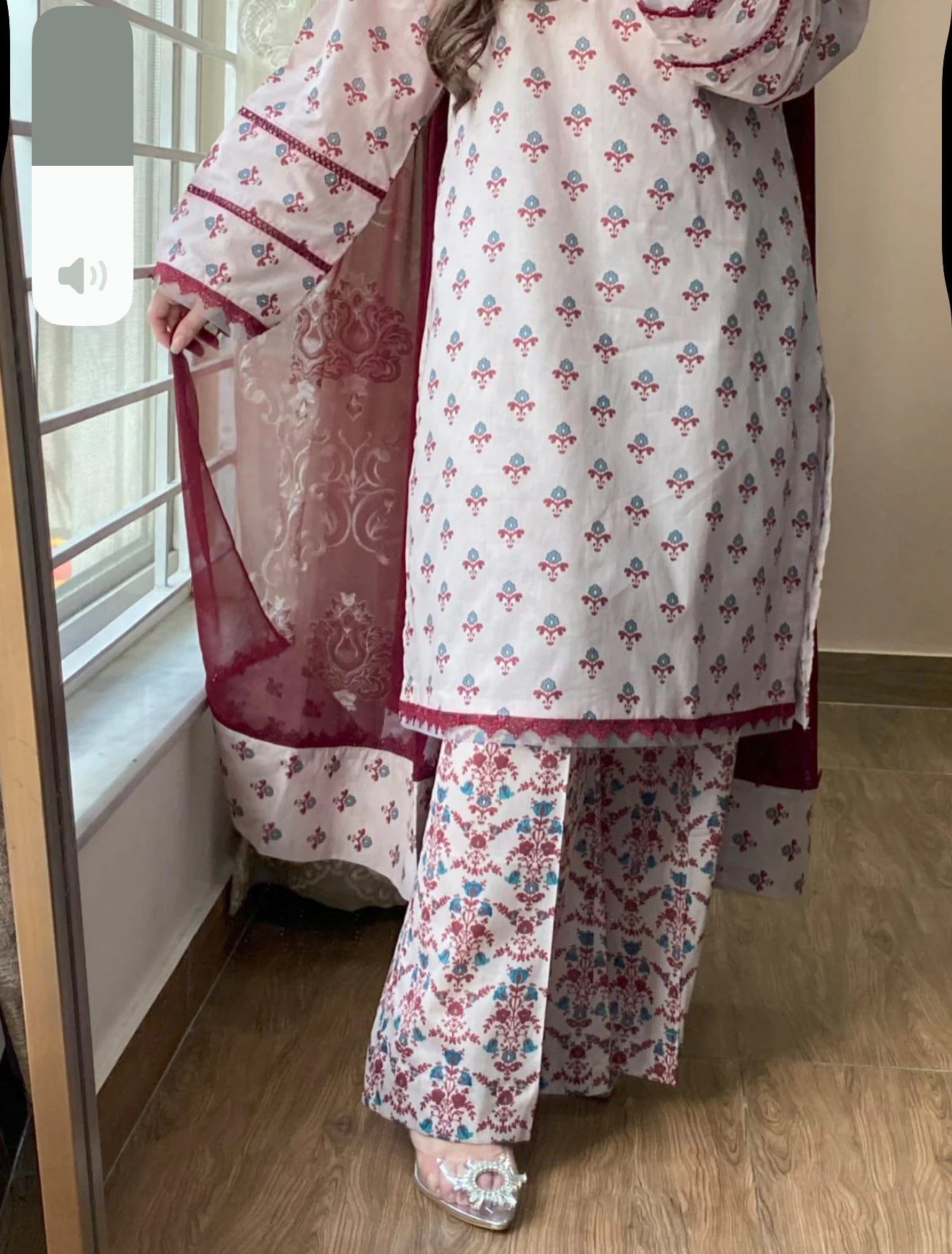 3 Piece - Lawn Printed Dress With Plazo