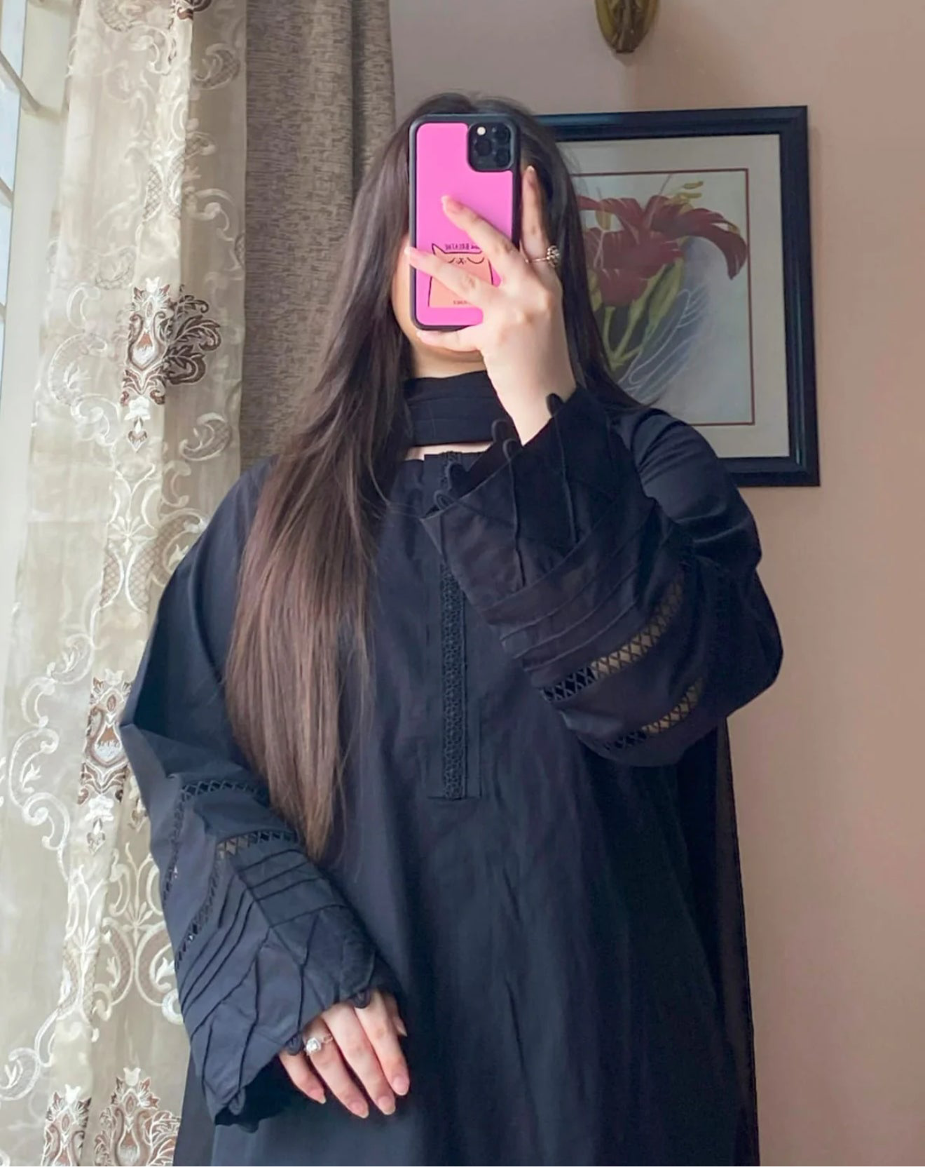 3 Piece - Black Cotton Dress with Shalwar
